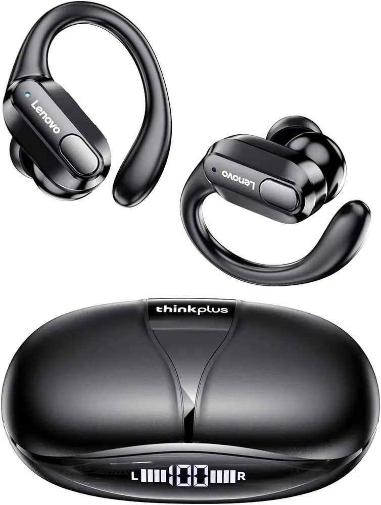 Fone Lenovo XT80 preto com gancho de orelha e estojo com visor