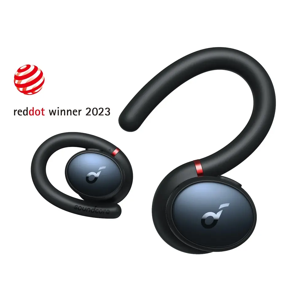 Fone Soundcore Sport X10 preto com gancho rotativo para treino
