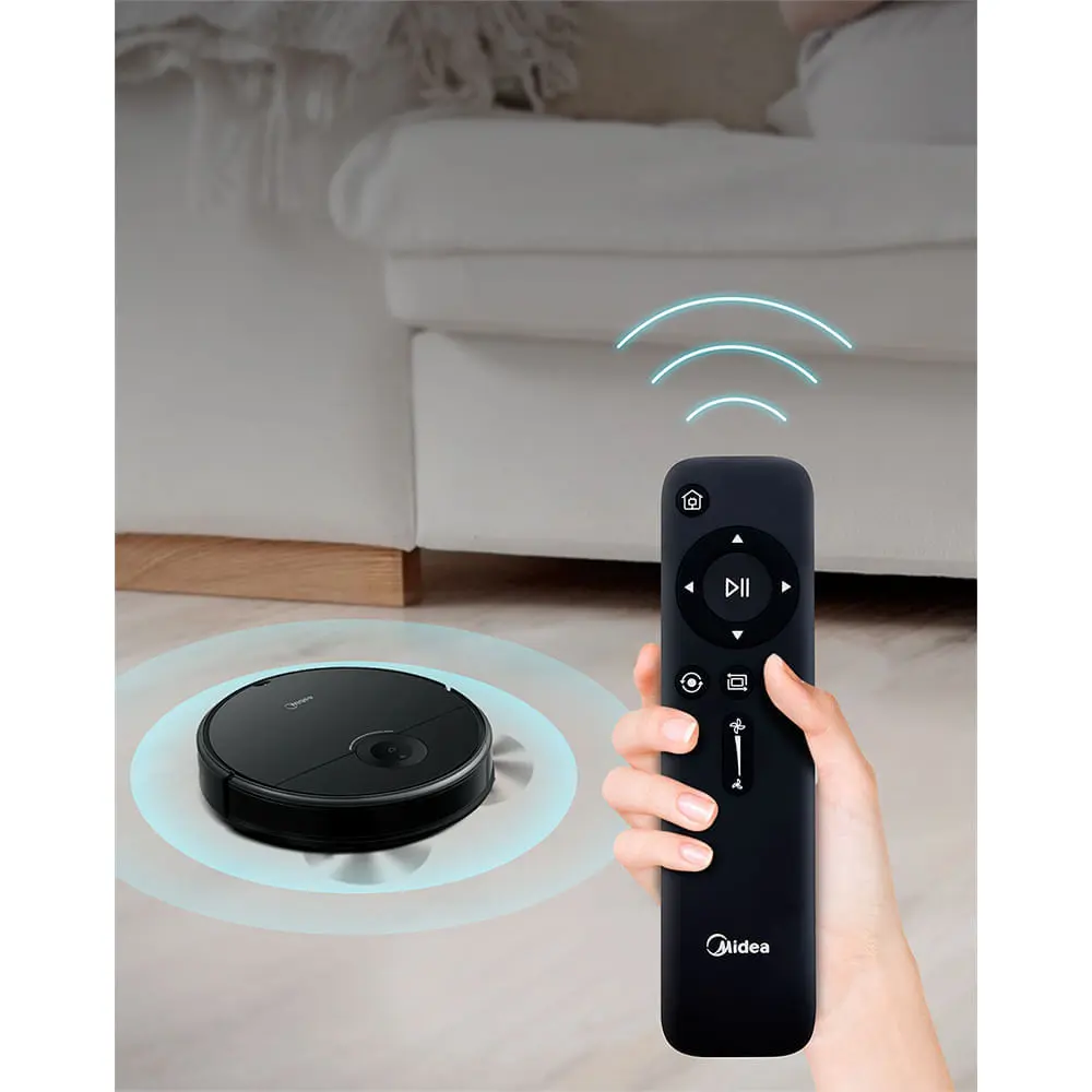 Midea ConnectGyro i5C aspirando o piso de uma sala